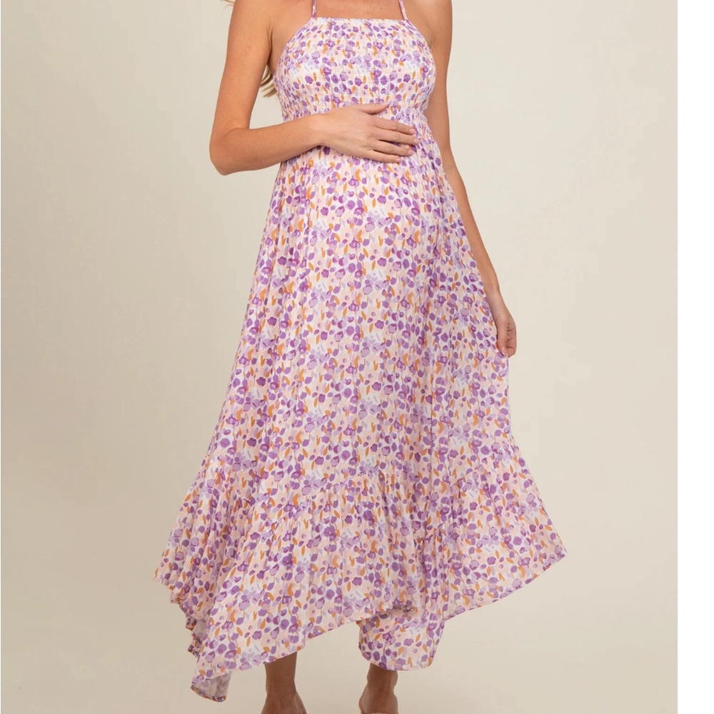 Pinkblush floral maternity dress with pockets - Picture 2 of 5